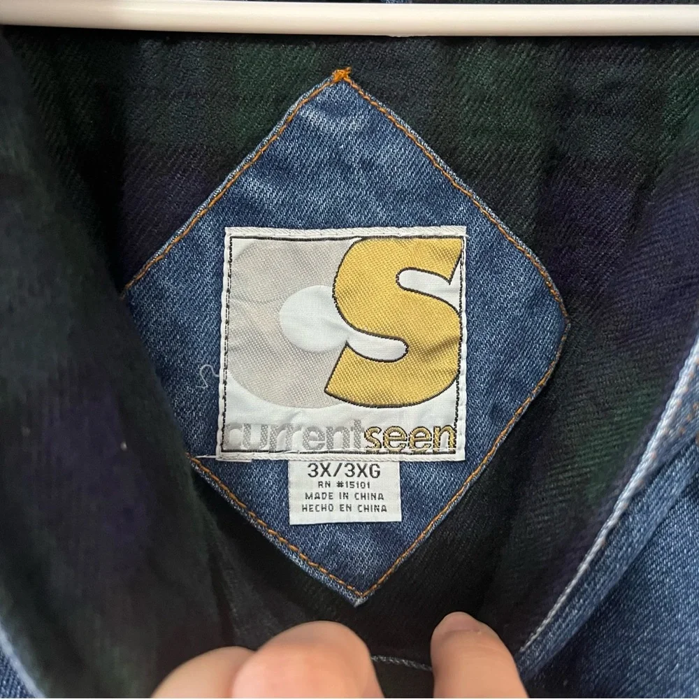Current Seen Vintage Oversized Flannel Lined Denim Hooded Jacket Size 3X